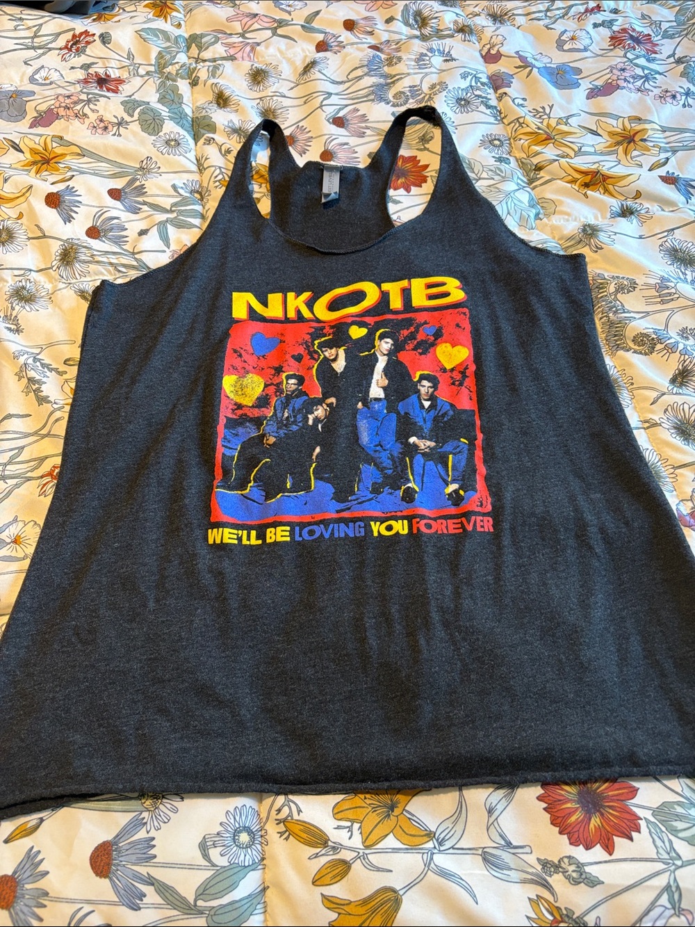 NKOTB concert Women’s Dark Gray Graphic Tank Top - 'We’ll Be Loving You Forever'